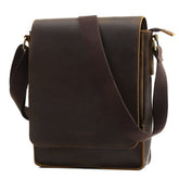 Leathario Leather Shoulder Bag Men Messenger Bag Retro Vintage Business Leisure Cross Body Bag (Coffee671)